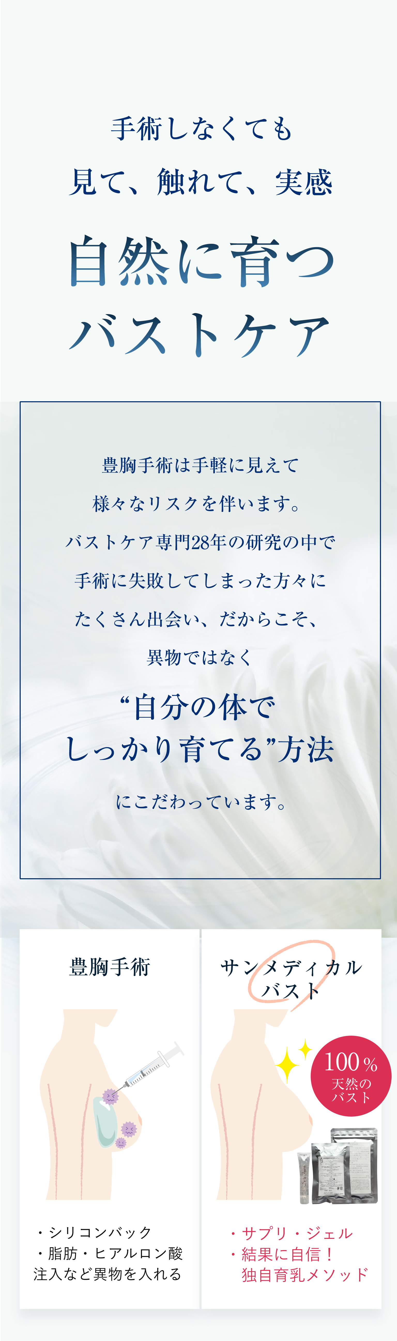 手術しなくても見て、触れて、実感　自然に育つバストケア