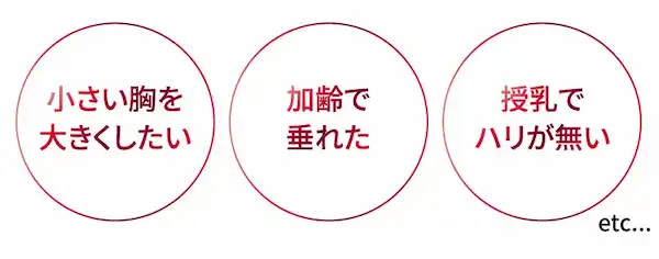 小さい胸を大きくしたい 加齢で垂れた 授乳でハリが無い