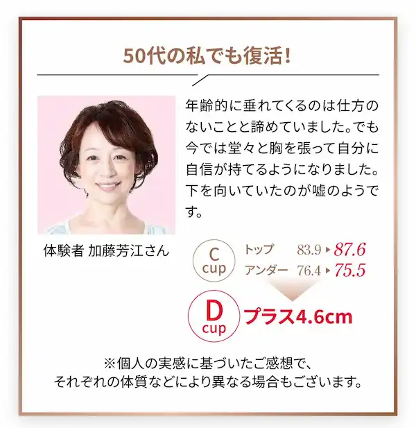 50代の私でも胸が大きくなる！ 体験者 加藤芳江さん